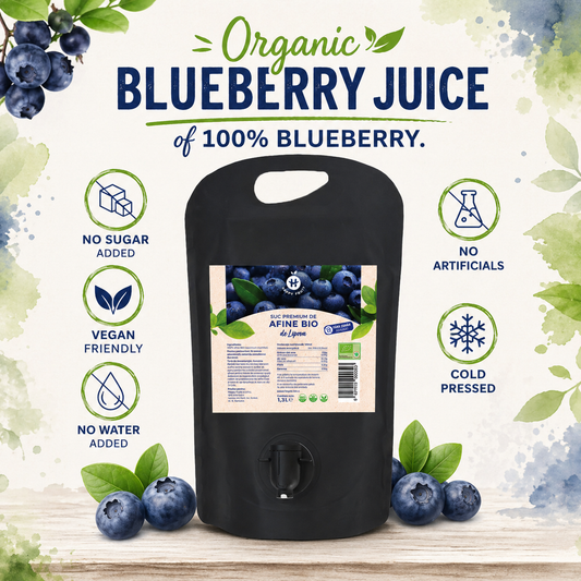 Bio cold pressed Blueberry juice (of 100% blueberry, not from concentrate) - 1.3 L Bag