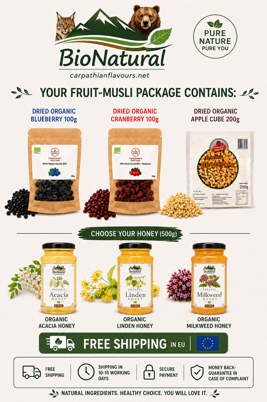 Dried and Crispy Bio Fruit Mix Package with a Bio Honey for Your Breakfast Yogurt - Free Shipping