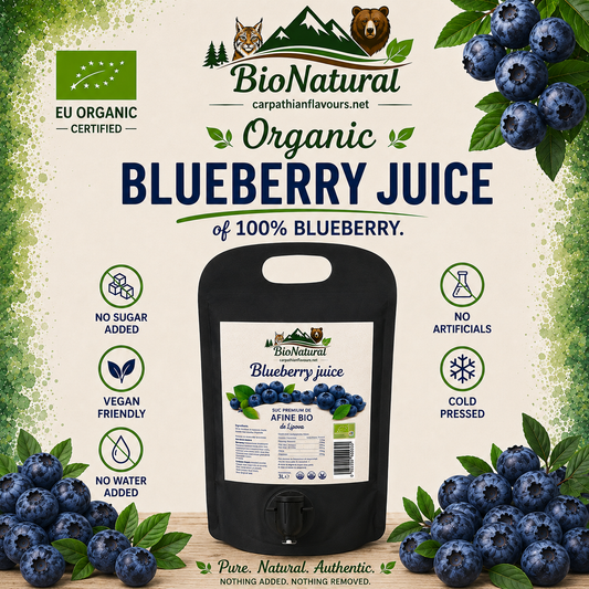 Bio cold pressed Blueberry juice (of 100% blueberry, not from concentrate) - 1.3 L Bag