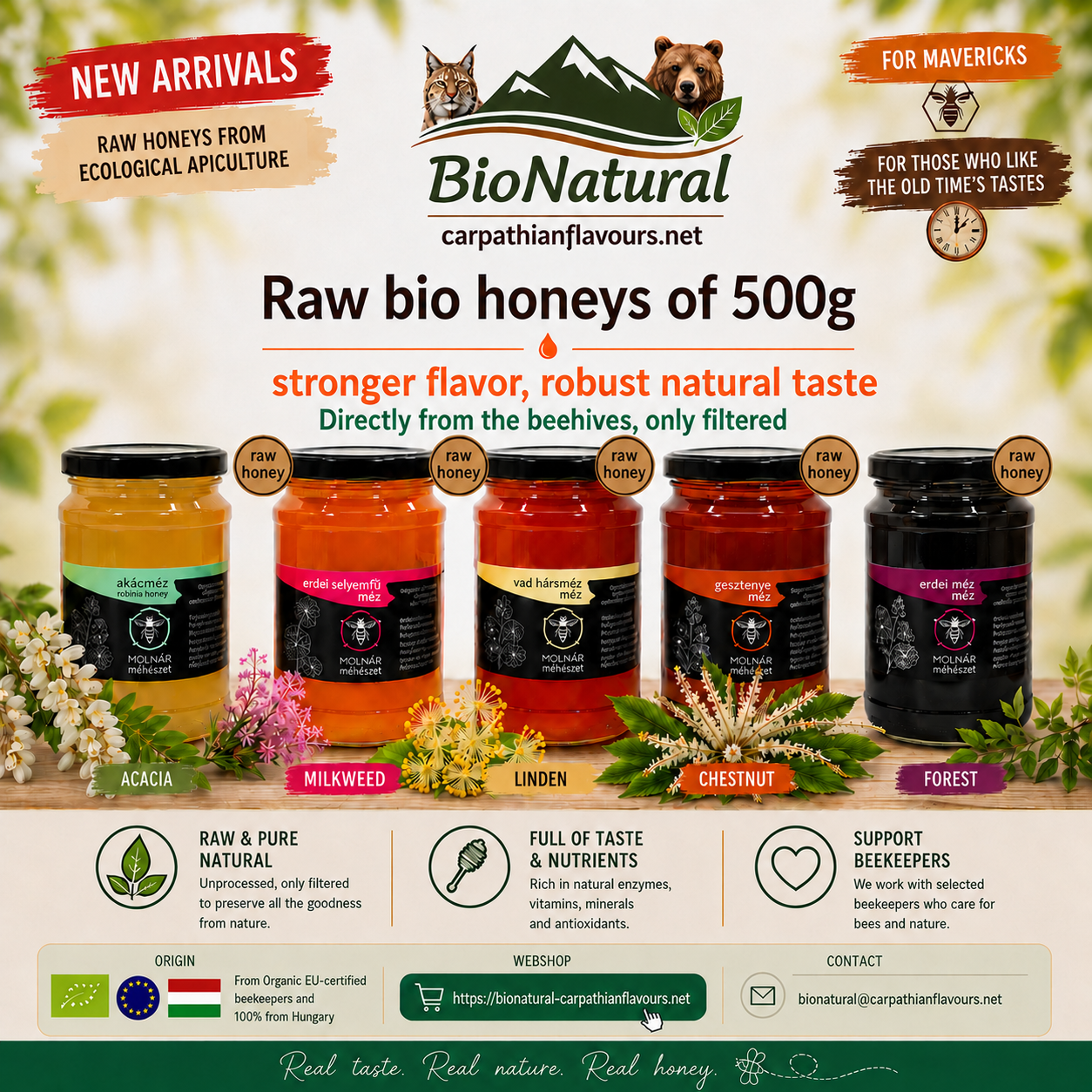 Raw Honeys of 500g - from Ecological apiculture