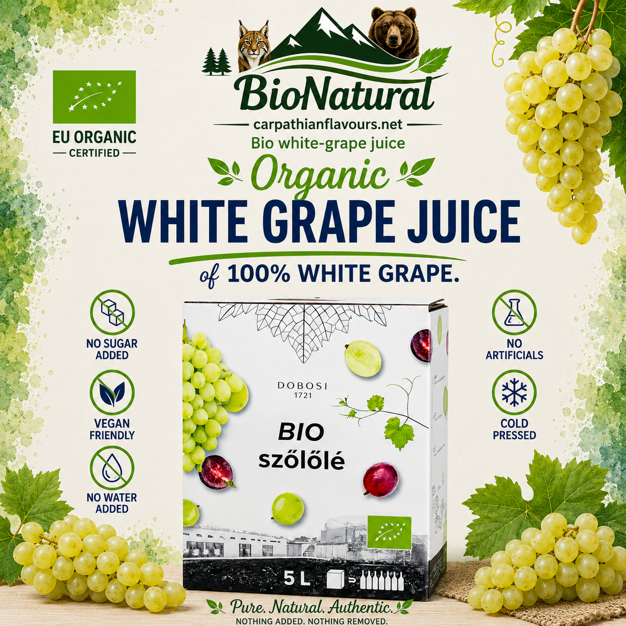 Bio white grape juice (of 100% grape) - 5L BiB
